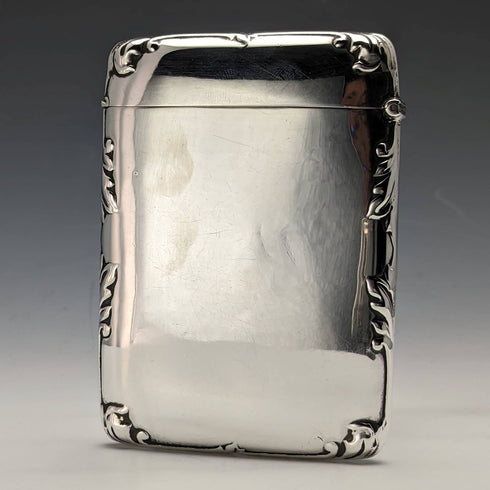 1910 British antique sterling silver mirror finish card case 79g EJ Trevitt